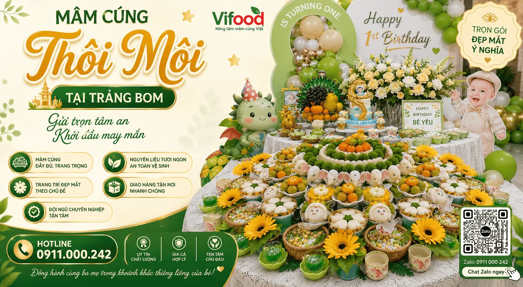 Mâm Cúng Thôi Nôi Giá Rẻ, Đầy Đủ Lễ Vật Tại Trảng Bom