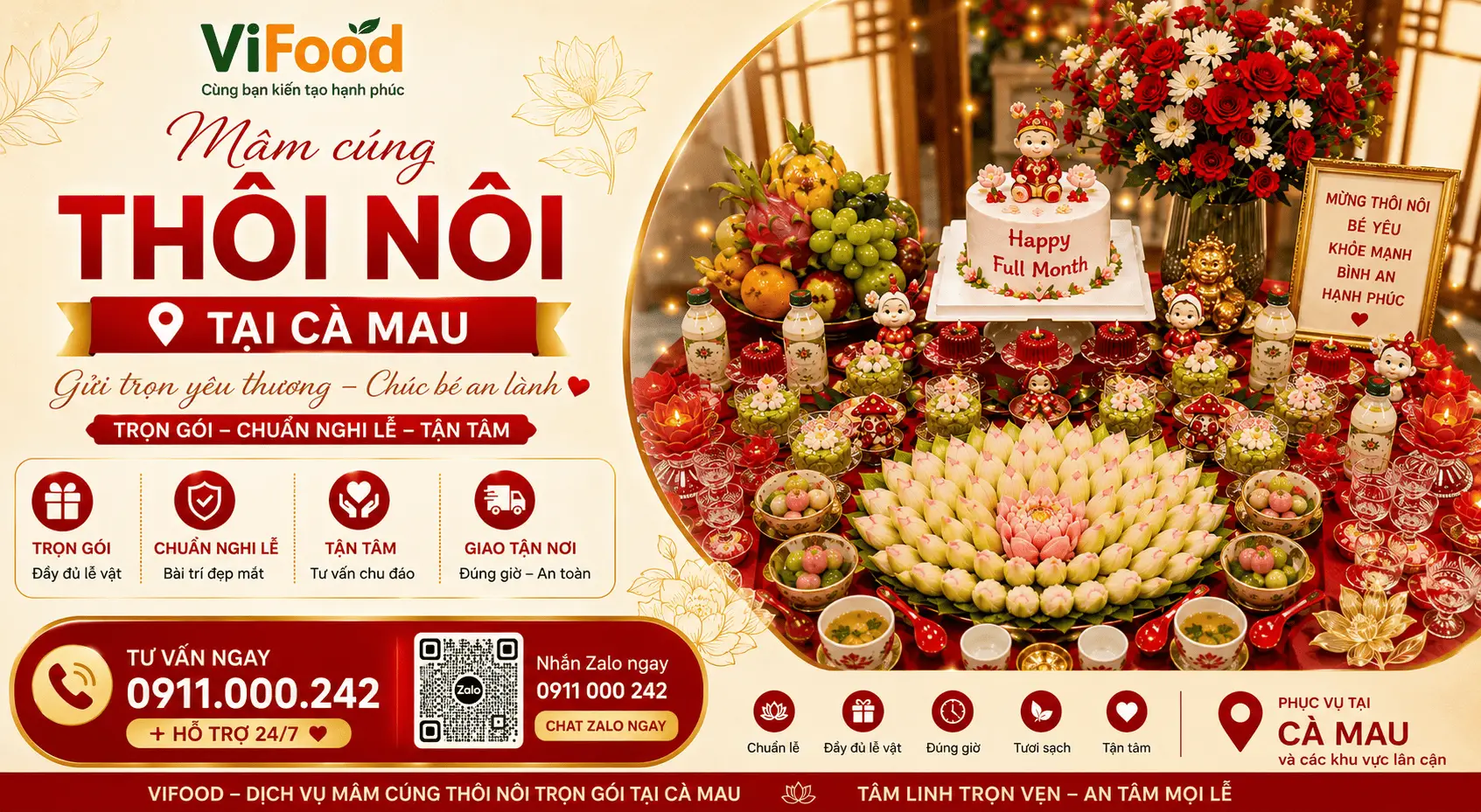 Mâm Cúng Thôi Nôi Đẹp, Tiện Lợi, Tiết Kiệm Tại Cà Mau