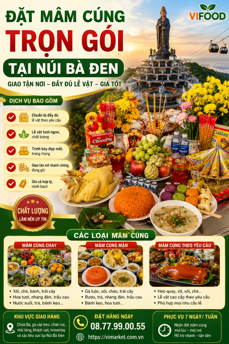 Đặt mâm cúng trọn gói tại Núi Bà Đen